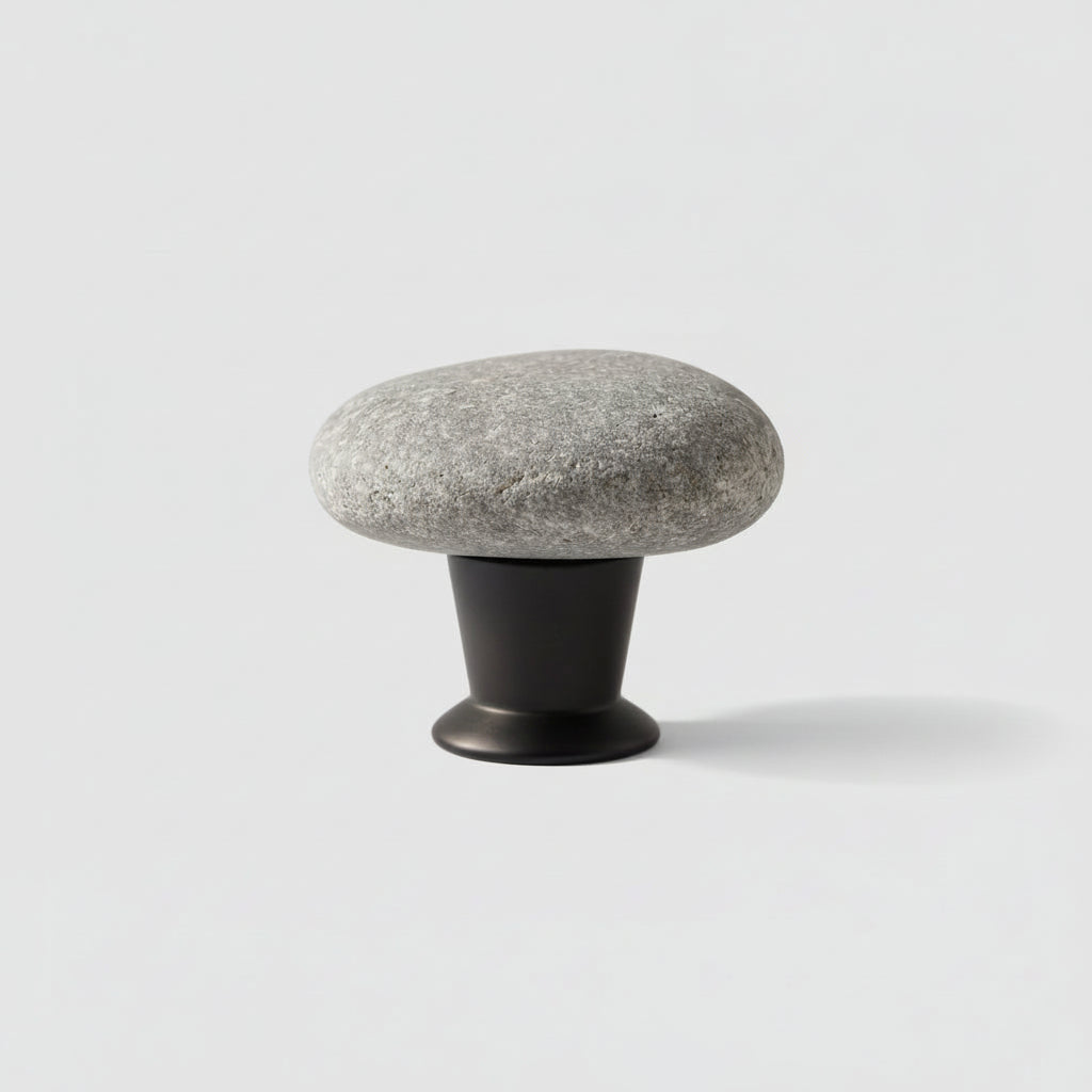 Grey Stone Knob In Black