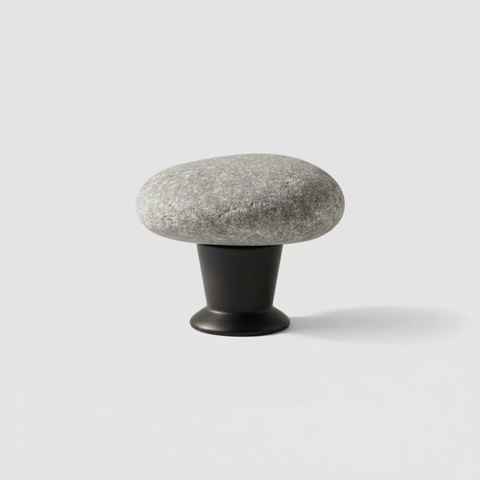 Grey Stone Knob In Black