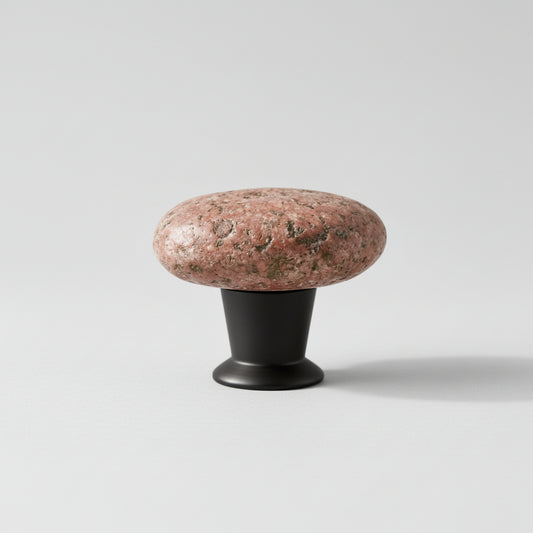 Red Stone Knob In Black